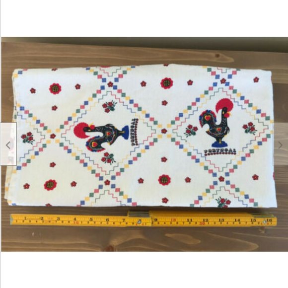 Portugal Rooster Print Tablecloth 34x40" Texteis Lar 100% Cotton - Picture 5 of 5